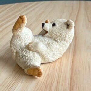 Vtg Sherratt Simpson Adorable Polar Bear Figurine Playing On Back  Resin 2.5"